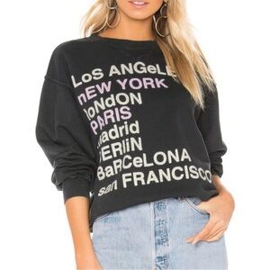 Anine Bing City Love Graphic Sweatshirt Charcoal Gray Pullover Womens XS
